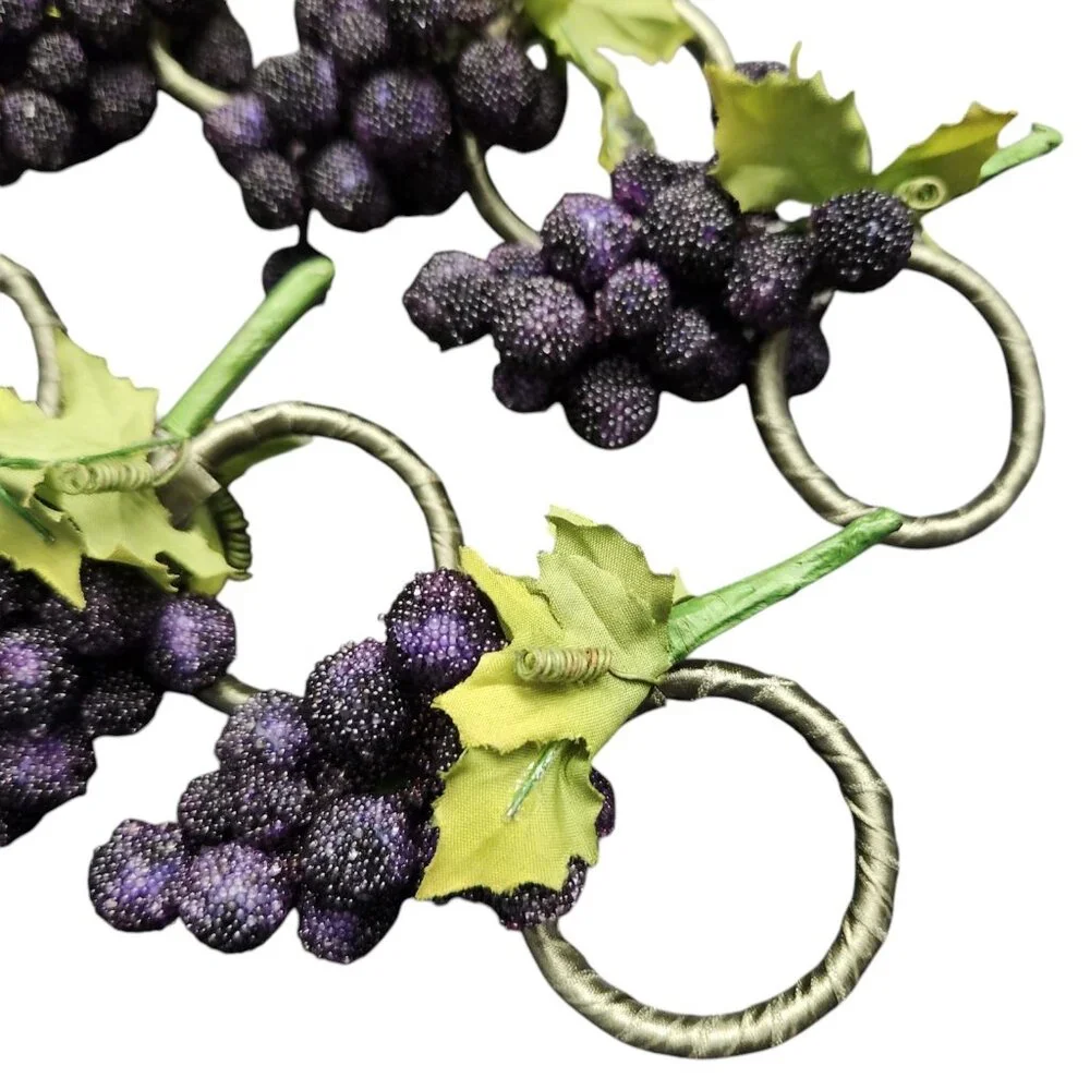Pier 1 Imports Grape Napkin Ring Holders Set Lot Of 8 Sugar Fruit Vintage